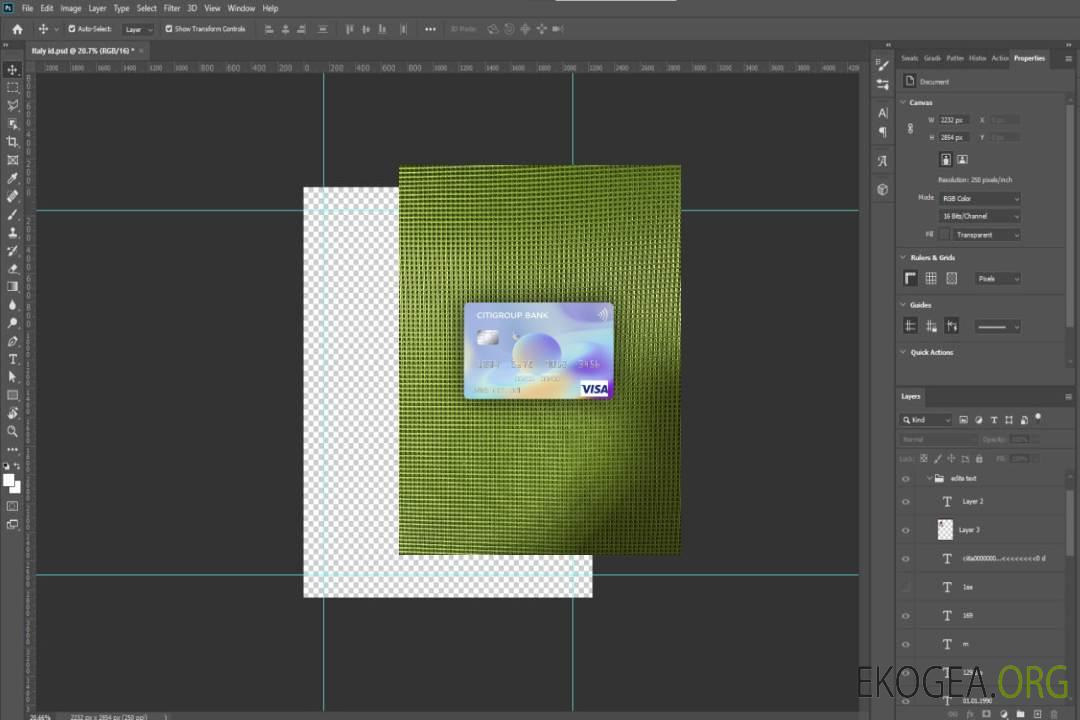 Photolook de la carte visa USA Citigroup Bank , avant template Photolook de la carte visa USA Citigroup Bank , avant template